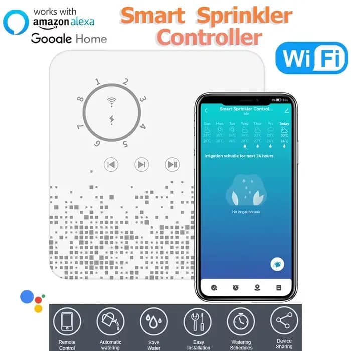 Contrôleur d'arrosage WiFi Tuya, minuterie d'irrigation intelligente à 8 zones, dispositif d'arrosag