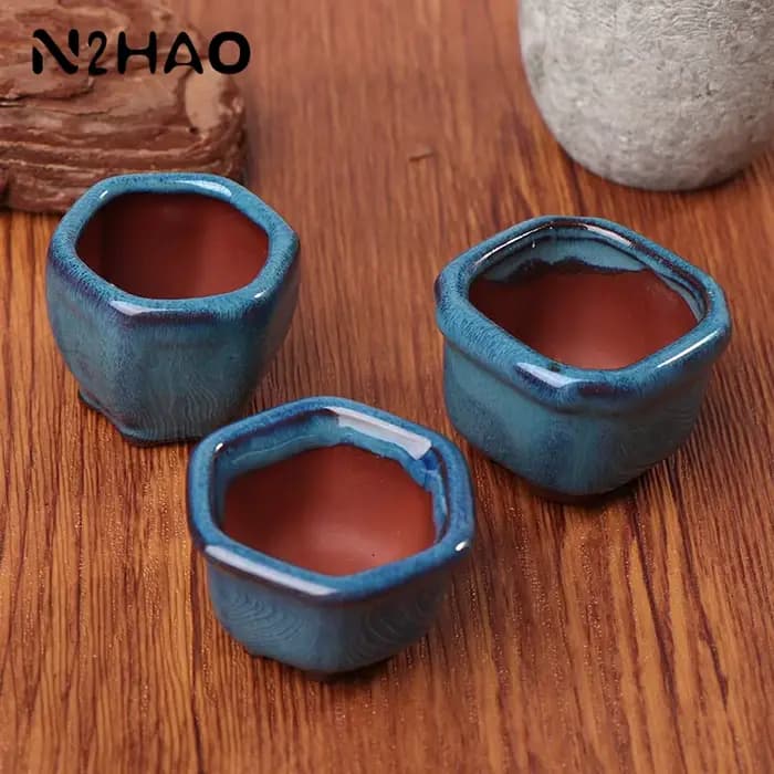 Mini Pots de plantes Pot de fleur avec trous jardin Style chinois bonsaï Pot de fleurs violet sable artisanat plante Pot planteur décoration de la maison