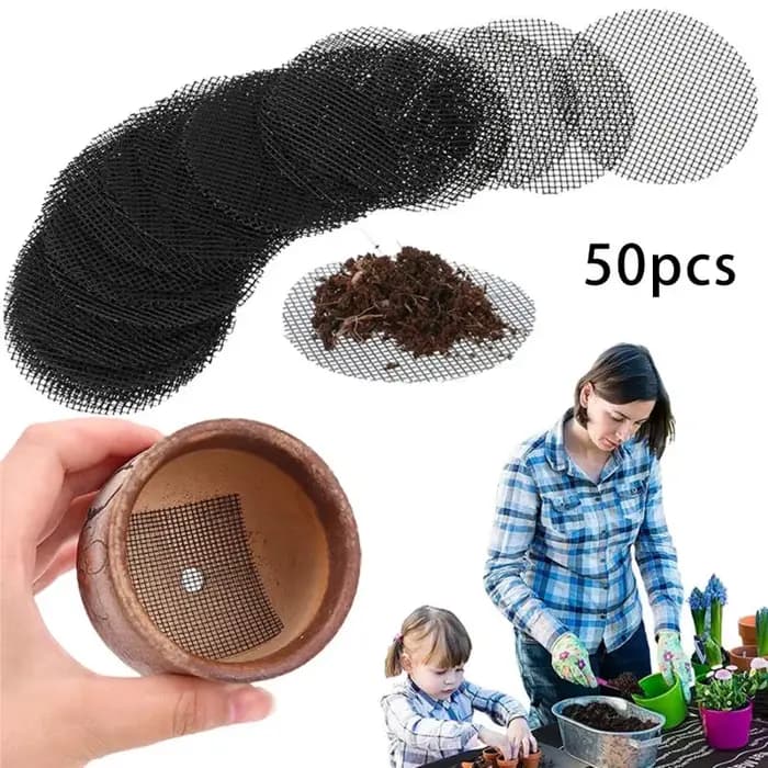50 pièces Pot de fleur trou maille Pad respirant bonsaï maille Drainage écrans bonsaï Pot bas grille