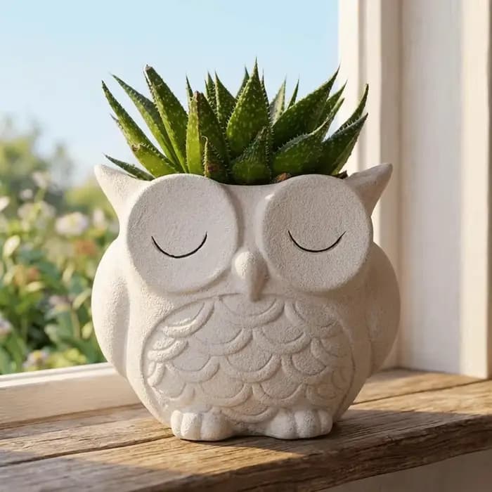 Pot de fleurs unique en céramique en forme de hibou