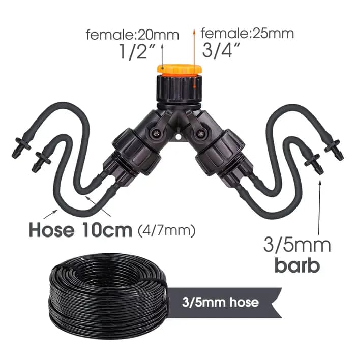 MUCIAKIE 10-100M Kit d'irrigation goutte à goutte pour serre 4 voies 3/5mm goutte à goutte flèche ém