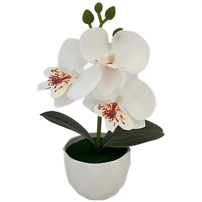 Plante artificielle en pot à 3 têtes d'orchidées, en plastique de haute qualité, pour une décoration