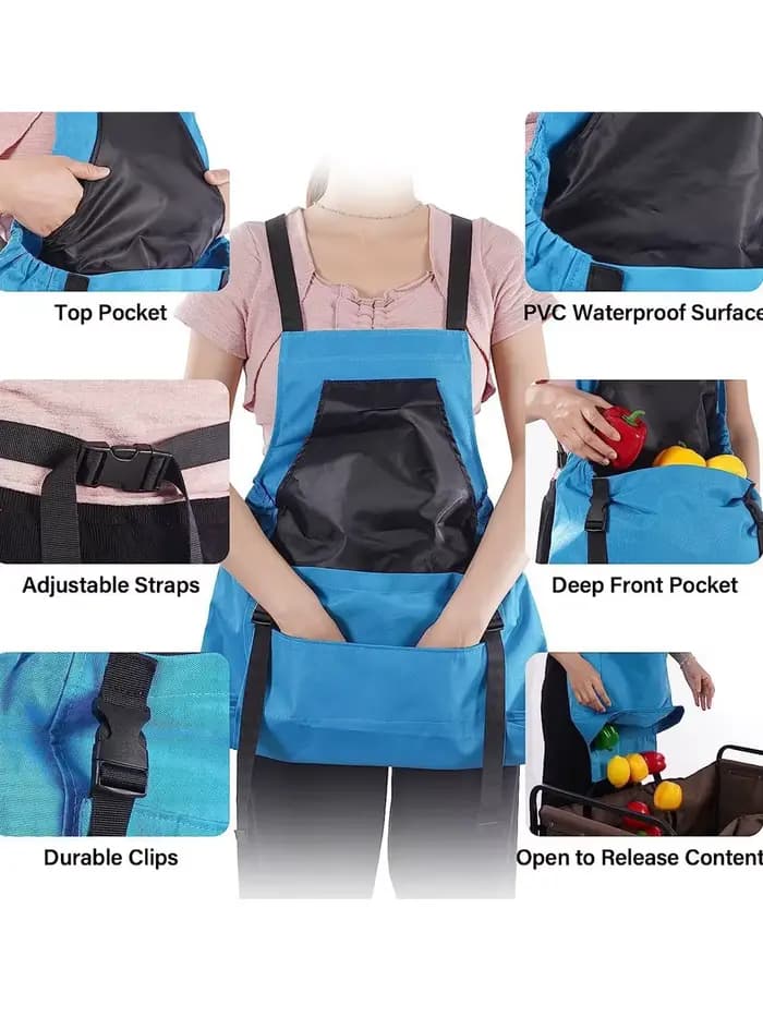 Tablier de jardinage d'extérieur avec grande poche – Sac de cueillette à dégagement rapide