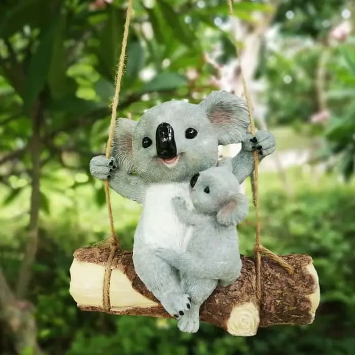 Figurine d'ours Koala en résine, 1 pièce, Adorable balançoire, parfaite pour la décoration de jardin