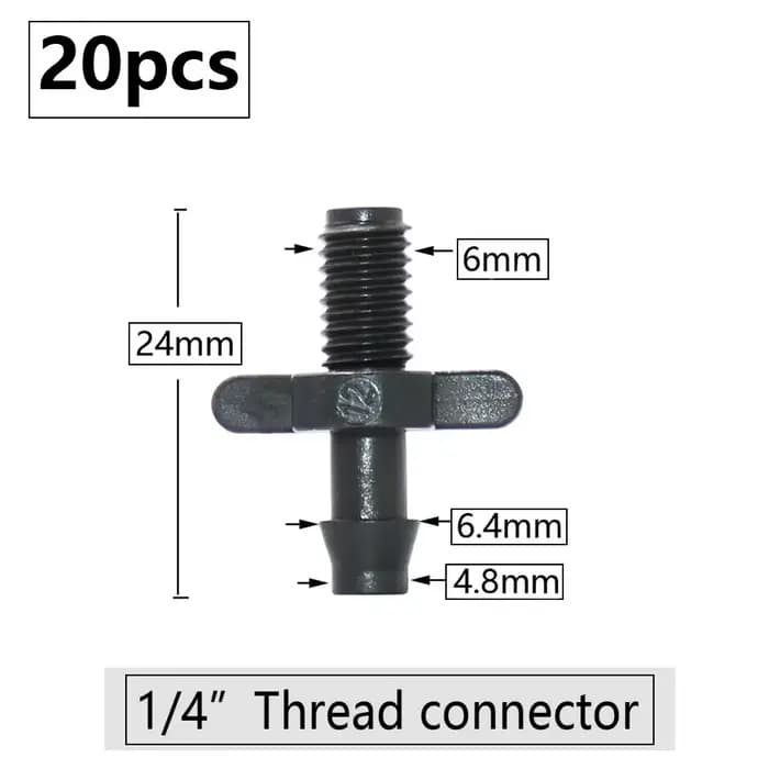 Connecteur de tuyau d'arrosage, 20 pièces, 3mm, 4mm, d'argile goutte à goutte 1/4 en effet et 1/8 en