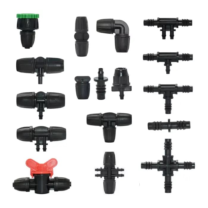 Connecteur de tuyau de jardin 3/8 "à 1/4", 8/11 à 4/7mm, verrouillage barbelé, bouchons d'extrémité