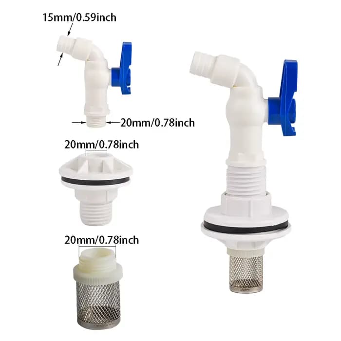 Robinet de robinet de 1/2 pouces, raccord de cloison pour baril d'eau, réservoir d'eau, barils de pl