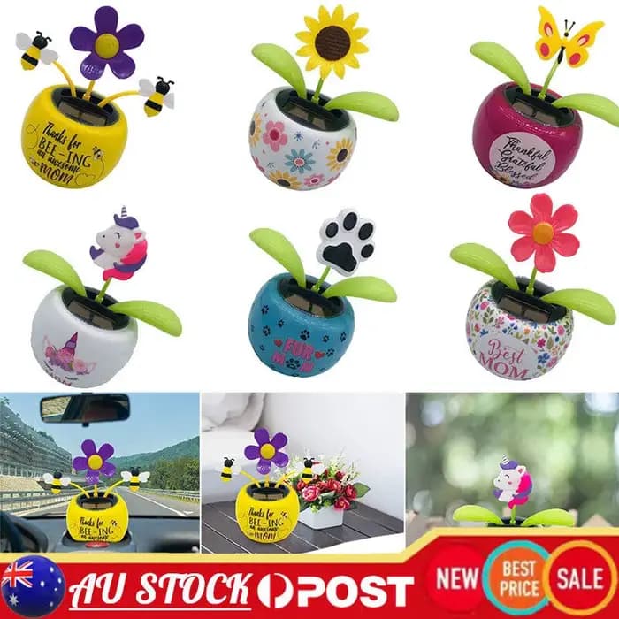 Pot de fleur à énergie solaire, ornements dansants, décorations de voiture pour rebord de fenêtre, 2026