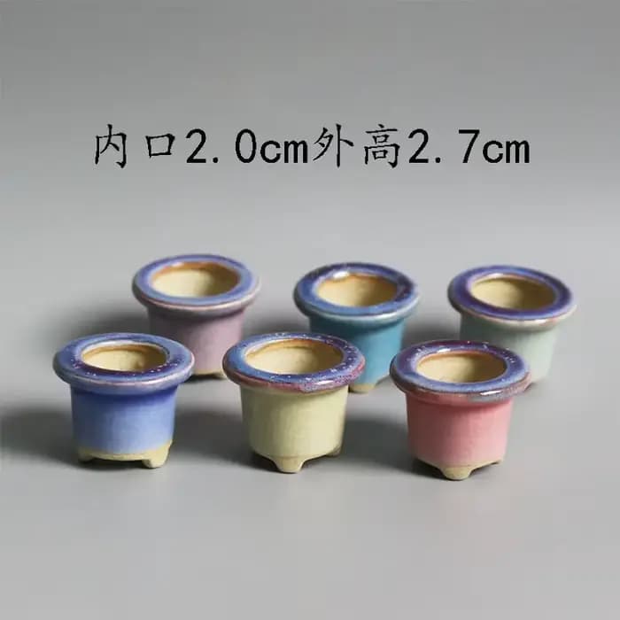 Mini pot de fleurs charnu semi-glaçure avec trou, poterie grossière, poche, plante verte, décoration