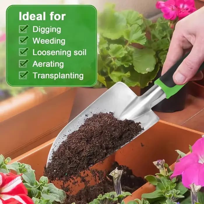 Nouvel Outil de Jardinage : Truelle à Main et Râteau avec Manche Ergonomique