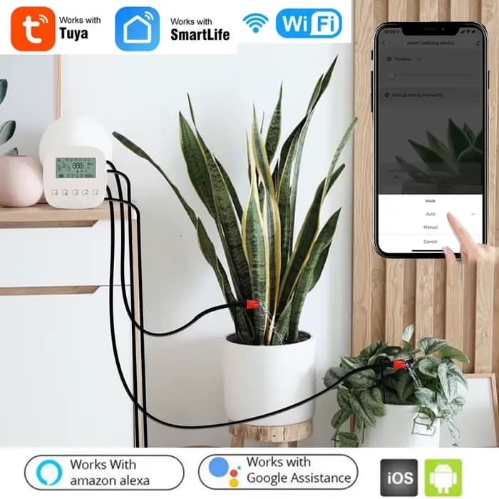 Tuya-Contrôleur d'irrigation micro-goutte avec panneau solaire, minuterie d'eau automatique intellig