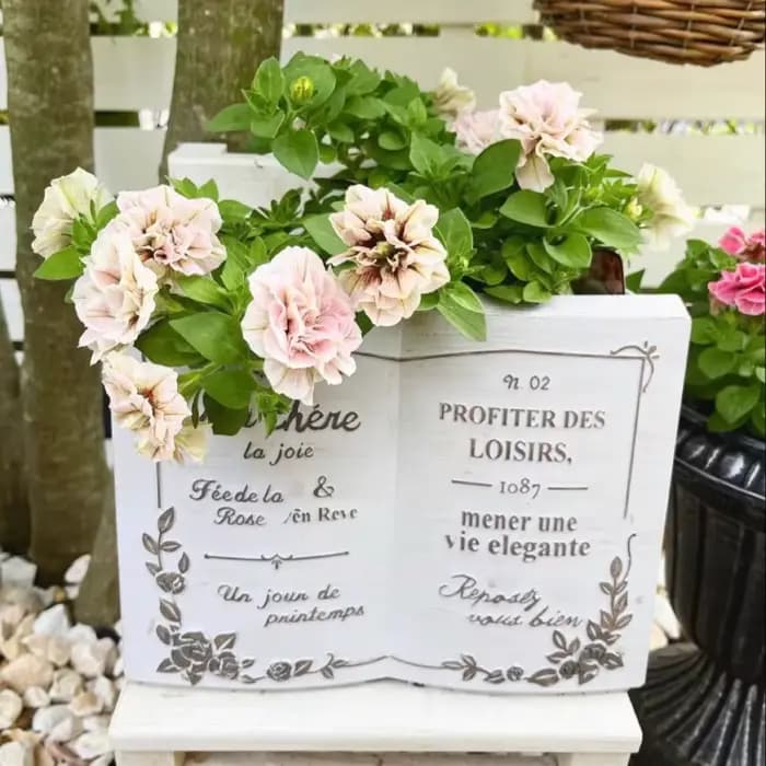 Ins-Pot de fleur en résine en forme de livre anglais